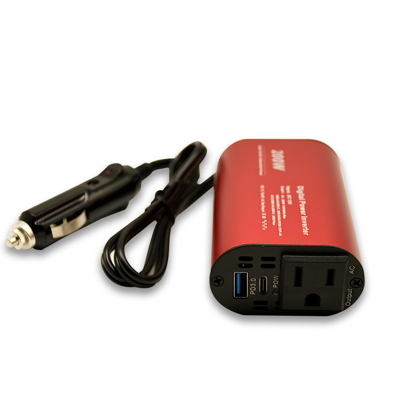 200W汽车电源逆变器电源转换器12V电瓶车载智能逆变器